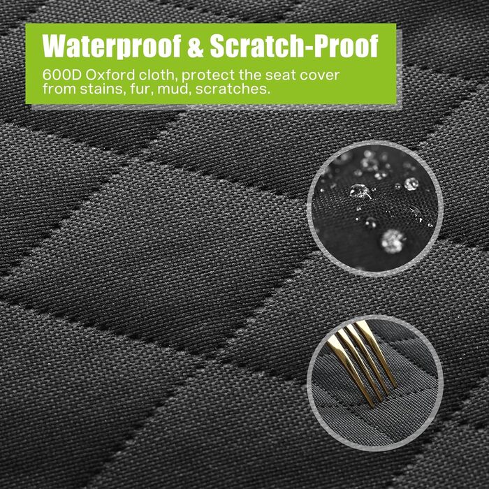 Автокрісло для собак Pecute, 43x43x30 см, чорне. Водонепроникне, стійке до подряпин, з підсиленими боковинами та кишенями. Для собак середніх та маленьких порід.