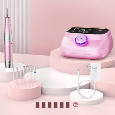 Професійна електрична машинка для манікюру та педикюру 45000 RPM, рожева