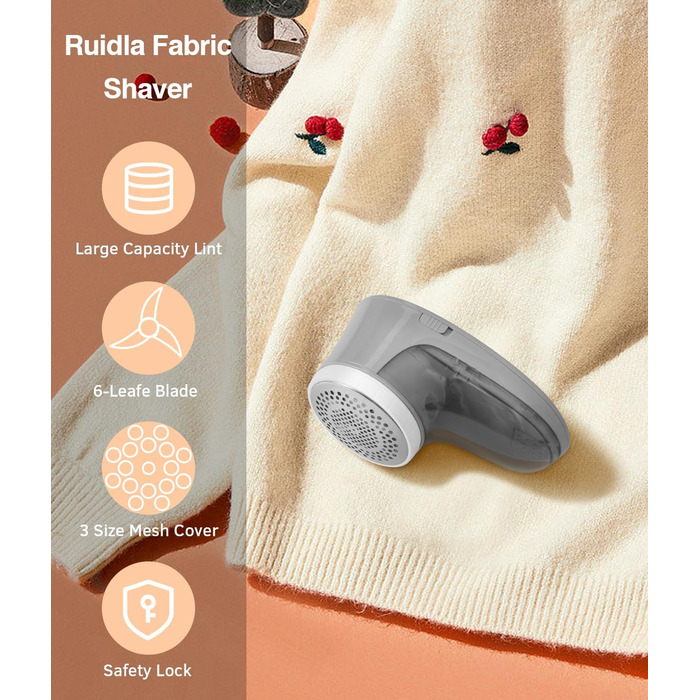 Електричний видалення ворсу для одягу: видалення ворсу з одягу з 6 змінних лез з нержавіючої сталі (сірий)