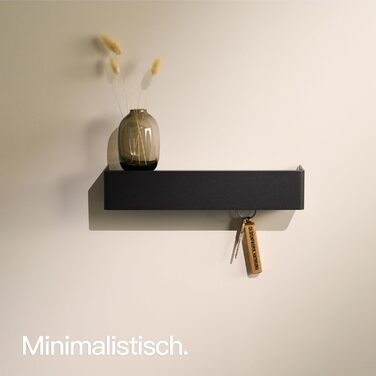 Ключниця настінна Designfabrik Hamburg: сучасний органайзер для ключів з полицею, металевий тримач для ключів у мінімалістичному дизайні для передпокою та коридору, чорний колір