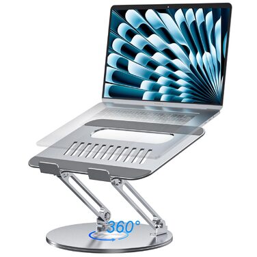 Підставка для ноутбука регульована по висоті, складана, ергономічна з вентиляцією та 360° поворотом, вертикальна, сумісна з MacBook, Dell, HP, 11-16'