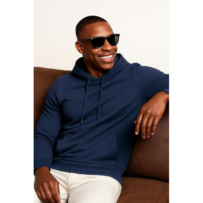 Чоловіча толстовка Leif Nelson Slim Fit з капюшоном, довгим рукавом, темно-синього кольору для спорту та повсякденного носіння