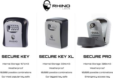 Сейф для ключів Rhino Lock Kombi настінний з кодовим замком та доступом за допомогою ключа - сірий (Pro)