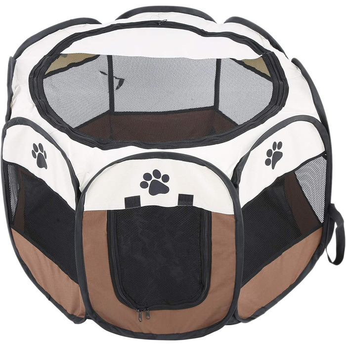 Клітка-забіг для цуценят Ejoyous, складана клітка для собак, переносна клітка-забіг для тварин, сітчаста накидка, для кроликів, котів, всередині та зовні, 68 x 53 см (колір кава)