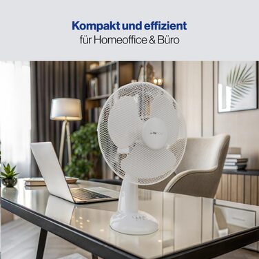 Вентилятор Clatronic® з функцією гойдання | Тихий вентилятор 3 швидкості | Діаметр 30 см | Настільний вентилятор 40W | VL 3602 (Білий)