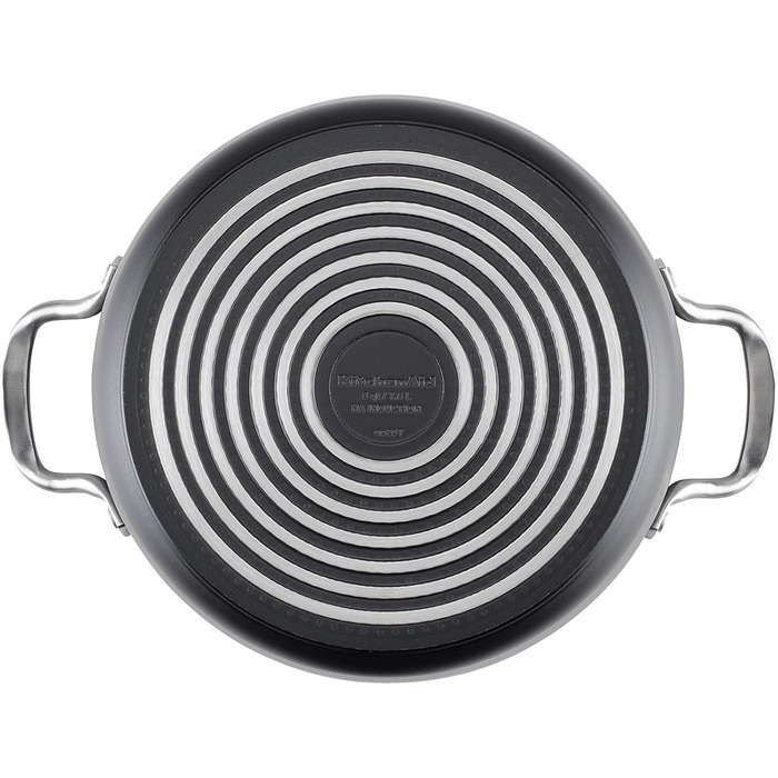 KitchenAid 80128 Hard Anodized Induction Stock Pot with Lid, Nonstick Coating, Aluminum, Matte Black Stock Pot (8 Quart)