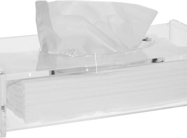 Fantasia 1222 Cosmetic Tissue Box, Acrylic, Empty, Flip-Top Lid, Dimensions: 26 x 13.5 x 5.5 cm