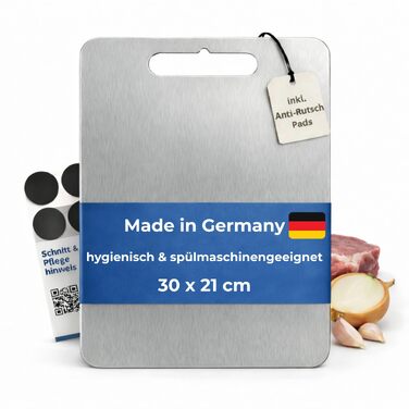 Обрізна дошка зі сталі нержавіючої 30x21 см, Made in Germany, для посудомийки, з силіконовими ніжками
