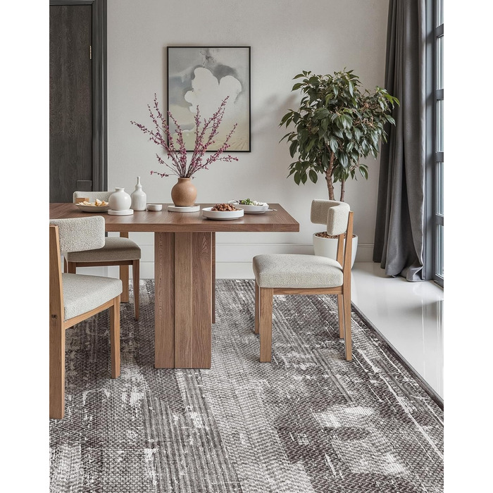 Килимок для дому COLOR&GEOMETRY 60x90 см з TPE-покриттям, сірий (чорно-білий), низький профіль, миється