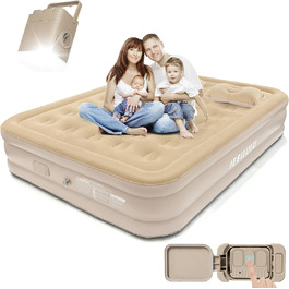 Надувний матрац самонадувний, односпальний з насосом та нічною підсвіткою, гостьовий, для дому та кемпінгу, 190 x 100 x 40 см