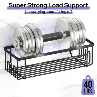 Дзеркальна поличка для душу Alyvisun з нержавіючої сталі (2 шт.) з мильницею та гачками - без свердління
