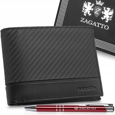 Чоловічий шкіряний гаманець ZAGATTO, чорний, горизонтальний, натуральна шкіра, з RFID-захистом