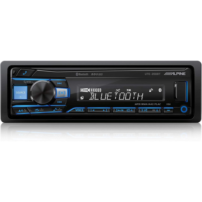 Alpine Electronics UTE-200BT автомобільна магнітола Bluetooth 1DIN, чорна, RGB-підсвітка