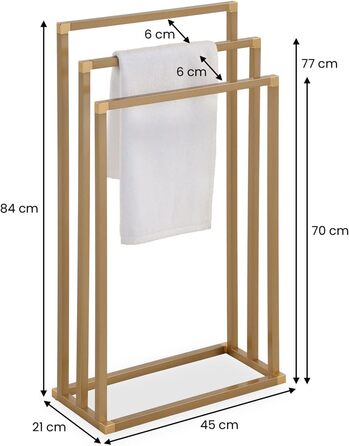Підставка для рушників KUNO, позолочена, з 3 полицями, металева - самостійна, для ванної кімнати