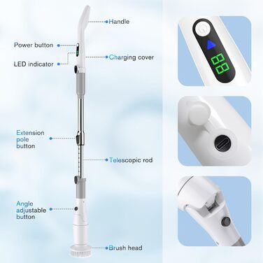 Електрична щітка для прибирання: 8 насадок, 2 швидкості, 550 RPM - для ванної, плитки, скла