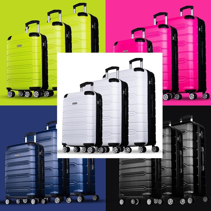 Чемодан NOWI Rhodos – 3-секційний, з жорсткою обшивкою ABS, кодований замок, 4 подвійні колеса, розширювана кишеня, поворот на 360°, легкий та міцний – валіза на колесах розміром M, L, XL (Чорний, L)