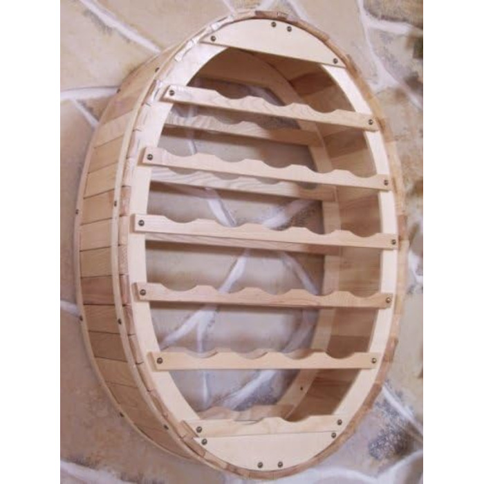DanDiBo Wine Barrel Rack for 24 Bottles, Brown Stained, Bar Bottle Stand, Barrel Bottle Holder, Bottle Shelf (24 Bottles Natural Hanging)