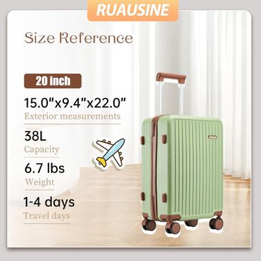 Чохол-валіза на колесах 20 дюймів з TSA-замком (сріблястий, зелений)