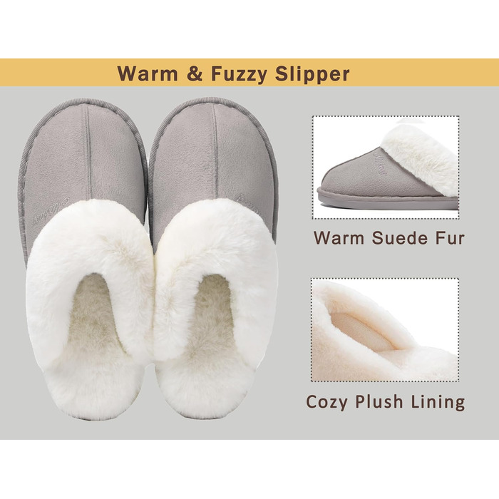 Тапочки домашні Donpapa для жінок та чоловіків, зимові, теплі, з м'якою устілкою з піною пам'яті, з імітацією овечої шкури, антиковзаючі, для дому та вулиці (40.5/42 EU, світло-сірі)