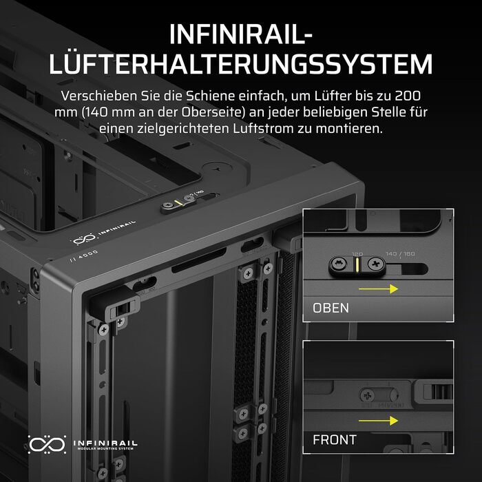 Корпус ПК CORSAIR 4000D Modulares Mid-Tower ATX – Чорний, висока циркуляція повітря, InfiniRail™