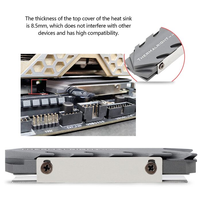Радіатор охолодження SSD M.2 2280 Thermalright Pro: 8мм тепловірна трубка, подвійний термопад високої продуктивності
