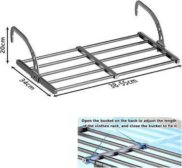 Сушарка для білизни ANEWSIR на балкон та в квартиру: розтяжна, складна, компактна, для рушників та шкарпеток (38-55 см)