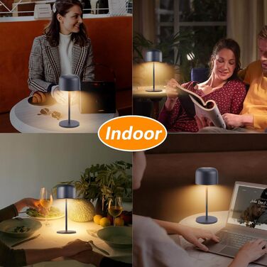 Акумуляторний LED настільний світильник Klighten з димером, чорний (2 шт.). Водонепроникний IP54, USB-C, 3 кольори світла (3000K-6000K), алюмінієвий, 21 см.