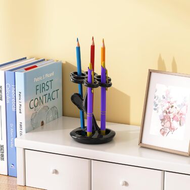 Тримач для зубних щіток та пензлів з кераміки, 6 відділень, сріблястий (чорний)