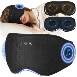 Маска для сну Dolida з Bluetooth навушниками V5.4, 3D контурні подушечки для очей, мікрофон, для бічних положень, подорожей, глибокий чорний колір