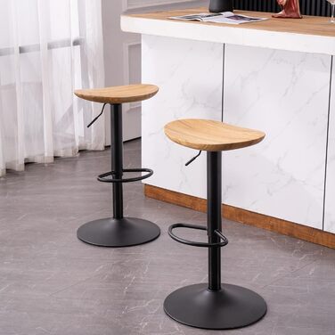 YOUNIKE Adjustable Bar Stools 2-Pack - Wooden Swivel Bar Height Stools with Footrest for Kitchen & Bar - Antique Brown
