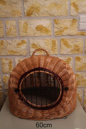 Транспортний кошик для котів та собак з плетіння лози з металевим ґратком та подушкою, XL, XXL (XXL=60x50x52 см)