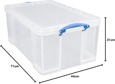 Really Useful Box 2-Pack, 64 Liter, for Organizing and Storing, 710 x 440 x 310 mm, transparent (Single)