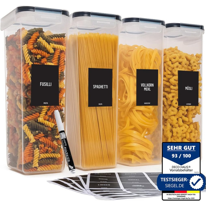 Набір контейнерів для зберігання Deco haus® 24 шт. з кришкою, герметичні - для кухні, продуктів, організації - для борошна, макаронів, мюслі