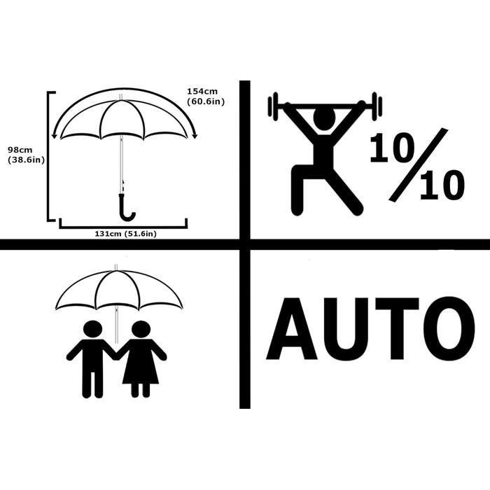 COLLAR AND CUFFS London XL Windproof Golf Umbrella - 154cm Fiberglass Frame - Automatic Open/Close - Red & Black