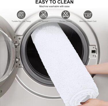 Килимок для ванної кімнати 40x60 см, антиковзаюча, м'яка, швидковисихаюча, з високим ворсом, з мікрофібри для ванни, душу та ванної кімнати, придатний для прання в машині (60 x 40 см, прямокутна, білий)