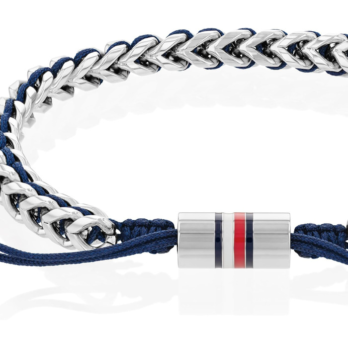 Браслет чоловічий Tommy Hilfiger з нержавіючої сталі та нейлону, синій з регульованим замком