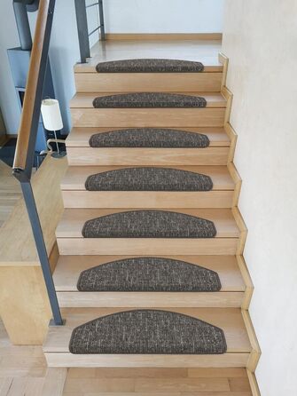 Ступінчасті килимки Kettelservice-Metzker Altona напівкруглі | Окремо та в наборі | Килимок для сходів, темно-сірий, 28 шт.