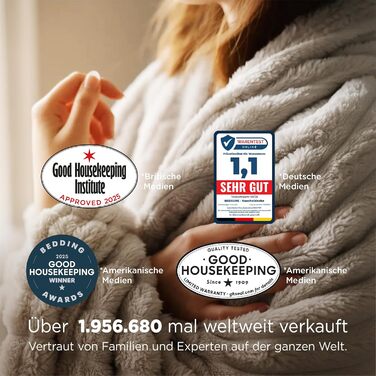 BEDSURE Плед-деко для дому - вовняний та флісовий плед, покривало на диван, м'який теплий плед з грубої в'язки для вітальні, плед для затишку, покривало на ліжко, бежевий, 150 x 200 см