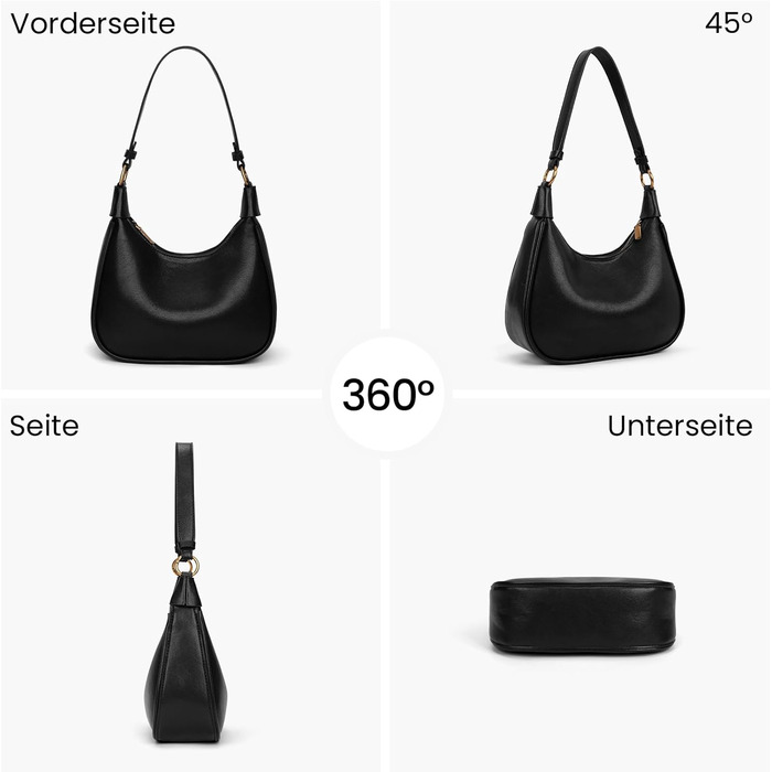 Сумка жіноча GSenhui Kleine Handtasche: маленька елегантна сумка-хобо через плече, PU шкіра, чорна, для подорожей