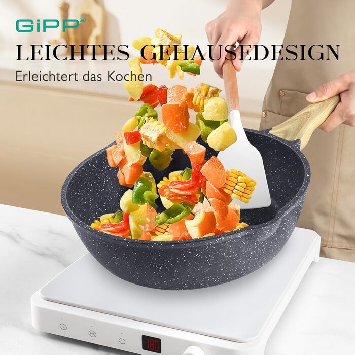 Набір посуду GiPP Keramik Antihaft: 22 частини (сірий) - посуд з керамічним покриттям, без PFAS, PFOA, PTFE, PFOS