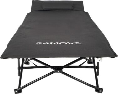 Розкладне ліжко 24MOVE® для кемпінгу та відпочинку на природі, 190 x 67 x 34 см, чорне