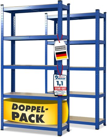 KARAT Heavy-Duty Shelving Unit, 2-Piece Set, 40 x 90 x 180 cm
