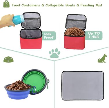 Сумка для собак Wolt: подорожі та аксесуари (2 миски, 2 контейнери, підкладка)