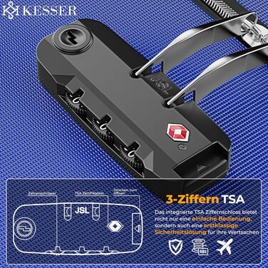 Набір валіз KESSER® 4-в-1 | Чотири валізи з тканини з кодовим замком TSA, 360° колесами та телескопічною ручкою | Косметичка, ручна поклажа, великі валізи для подорожей та бізнесу (Блакитний)