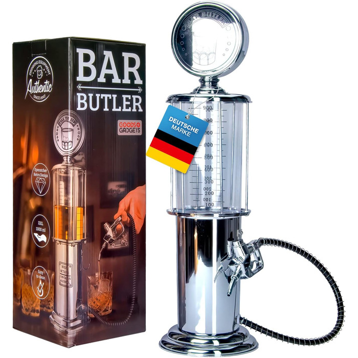 Retro Drink Dispenser in Chrome, Nostalgic Design | Bar Butler Tap Column with Tap Hose for Party Drinks Dispenser Beer Tower, Beer Dispenser, Draft System, Beer Column, Bar Column | Party Gadgets