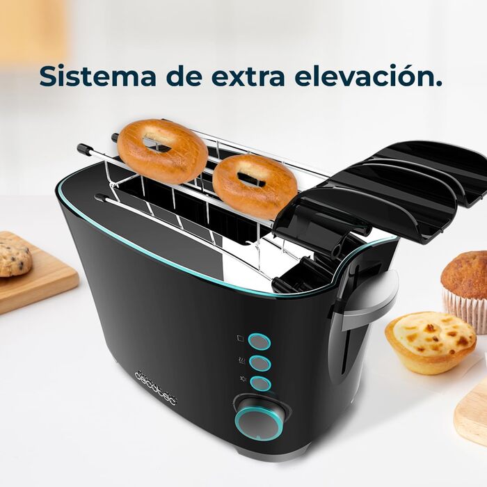 Тостер Cecotec Toast&Taste Extra W 1000W з подвійним широким слотом, 7 рівнів підсмажування, автоматичний викид, піддон для крихт, білий