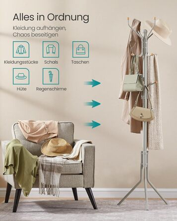 SONGMICS 182 cm Height Wardrobe Rack Stable Metal Clothes Rack Wardrobe, white, RCR19W (49 x 49 x 182H cm, Cappuccino Beige)