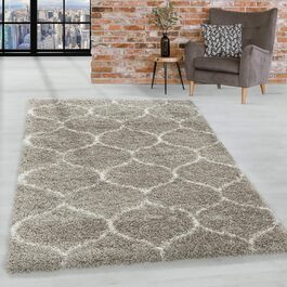 Круглий килим HomebyHome 160 см - пухнастий, бежевий, з високим ворсом. Підійде для вітальні, спальні, кухні, коридору.