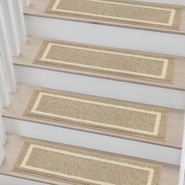 Килимок на сходи COSY HOMEER, 70x22 см, 15 шт., самоклеючий, антиковзкий, машинне прання, 100% поліестер, TPE-підкладка (Бежевий)