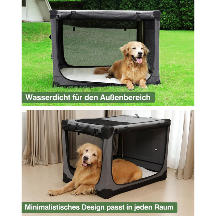 Складана переноска для собак середніх порід, 76x54x54 см, зелена/сіра